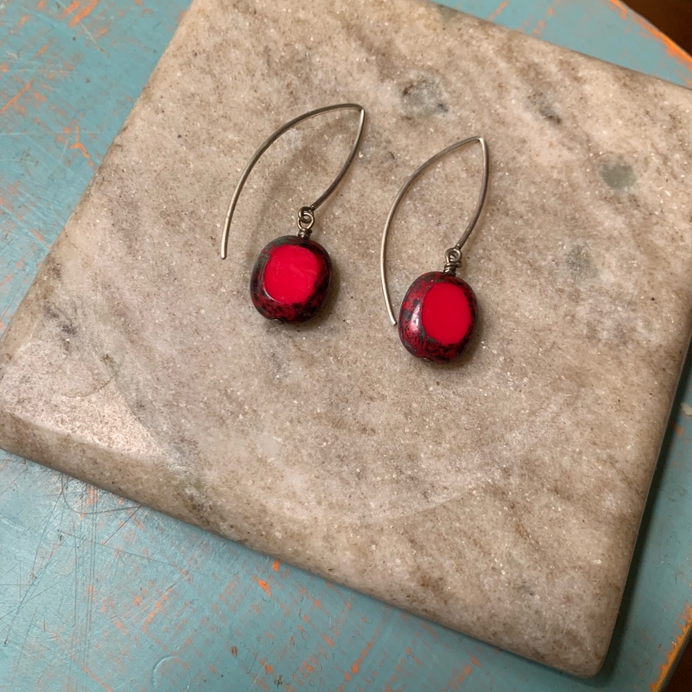 Gorgeous red stone and sterling silver earrings